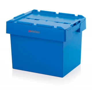 Pojemnik wielokrotnego użytku, niebieski 600x400x420 mm z pokrywą [PPN64_42A]