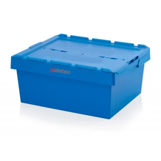 Pojemnik wielokrotnego użytku, niebieski 800x600x320 mm z pokrywą [PPN86_32A]