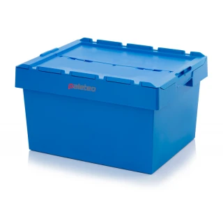 Pojemnik wielokrotnego użytku, niebieski 800x600x420 mm z pokrywą [PPN86_42A]